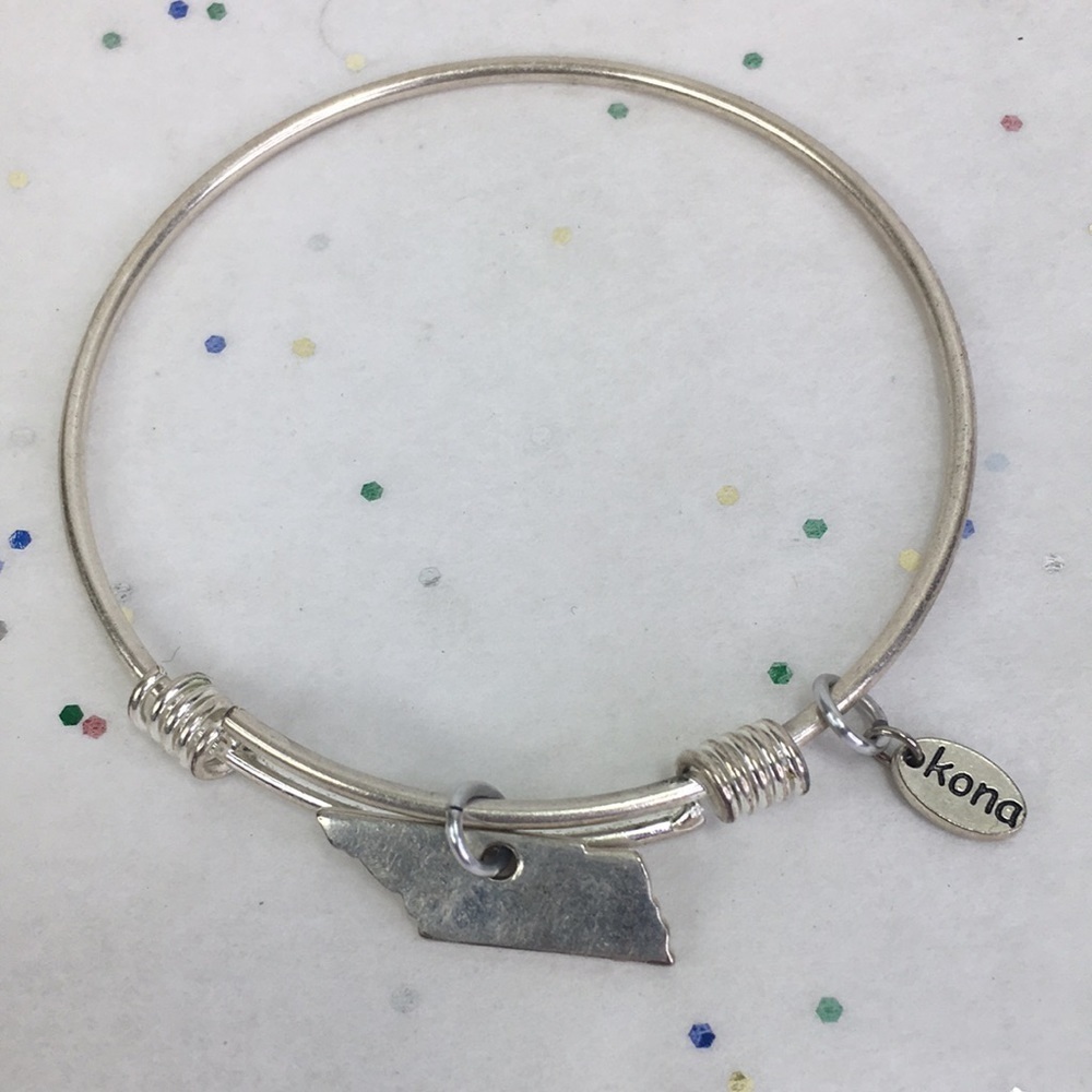 Kona adjustable bracelet bangle Tennessee state silver tone